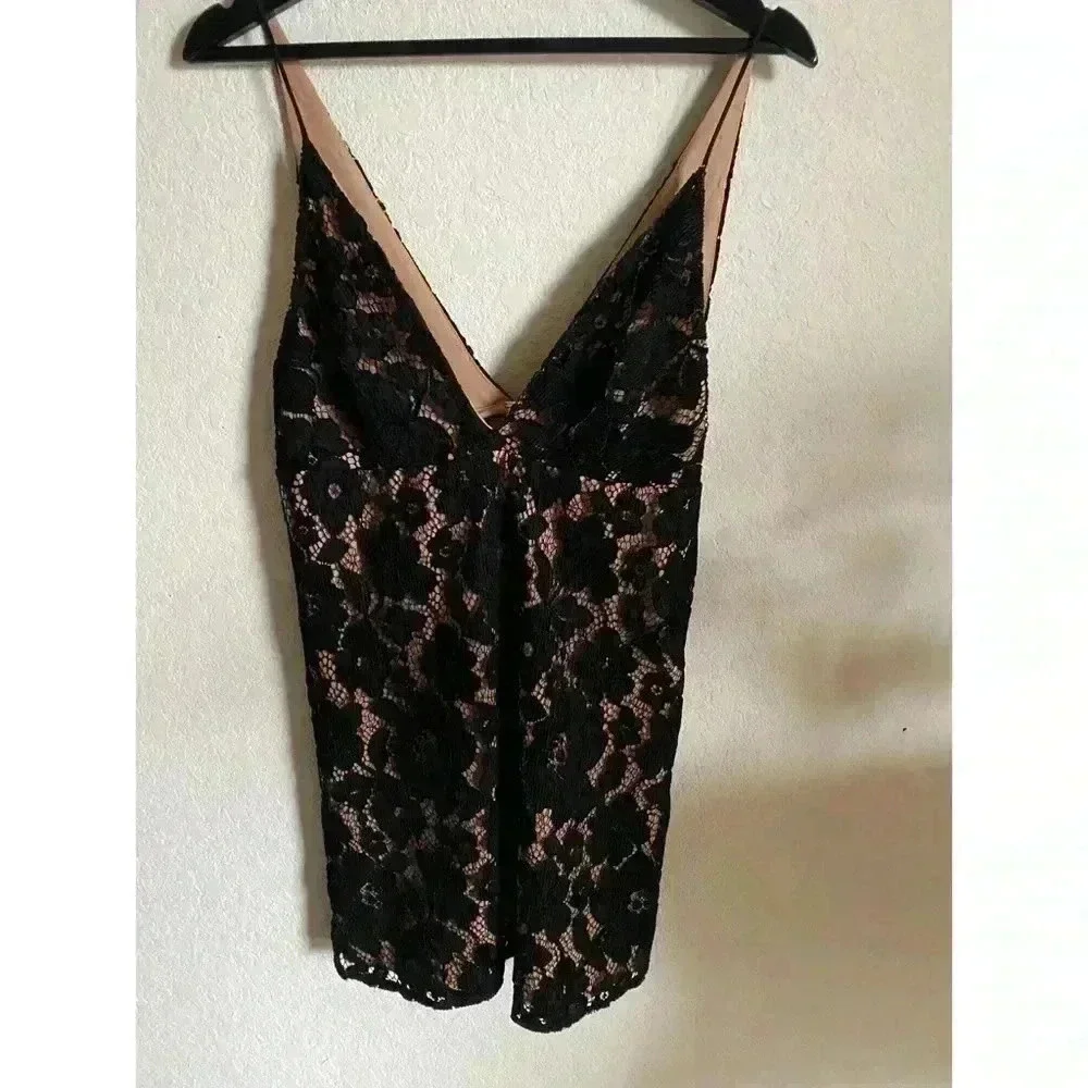 Free People Dangerous Love Lace Mini Dress In Black Size Small Coquette Sexy